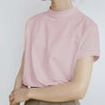 thumbnail image 5 of cfhntfmh Lounge Tops for Women Mock Neck Short Sleeve Loose Basic T-Shirts Summer Casual Comfy Plain Blouses, 5 of 5