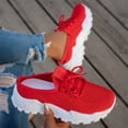 thumbnail image 4 of Womens Orthopedic Sneakers Comfortable Mesh Lace up Sports Shoes Breathable Wedge Platform Casual Walking Shoes Lightweight Arch Support Anti-Slip Sneakers for Outdoor Running Gym(Red, 6.5), 4 of 4