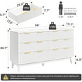 thumbnail image 3 of ELYKEN 54" Fluted Dresser for Bedroom, White Wood 6 Drawer Dresser with Faux Marble Top and Gold Handle, Modern Large Wide Chest of Drawer for Living Room, Hallway, 3 of 9