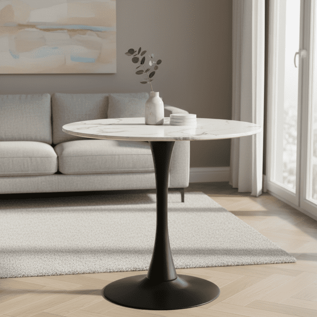 LivinVeluris 35.5" Round Dining Table, Mid-Century Modern Kitchen Table ...