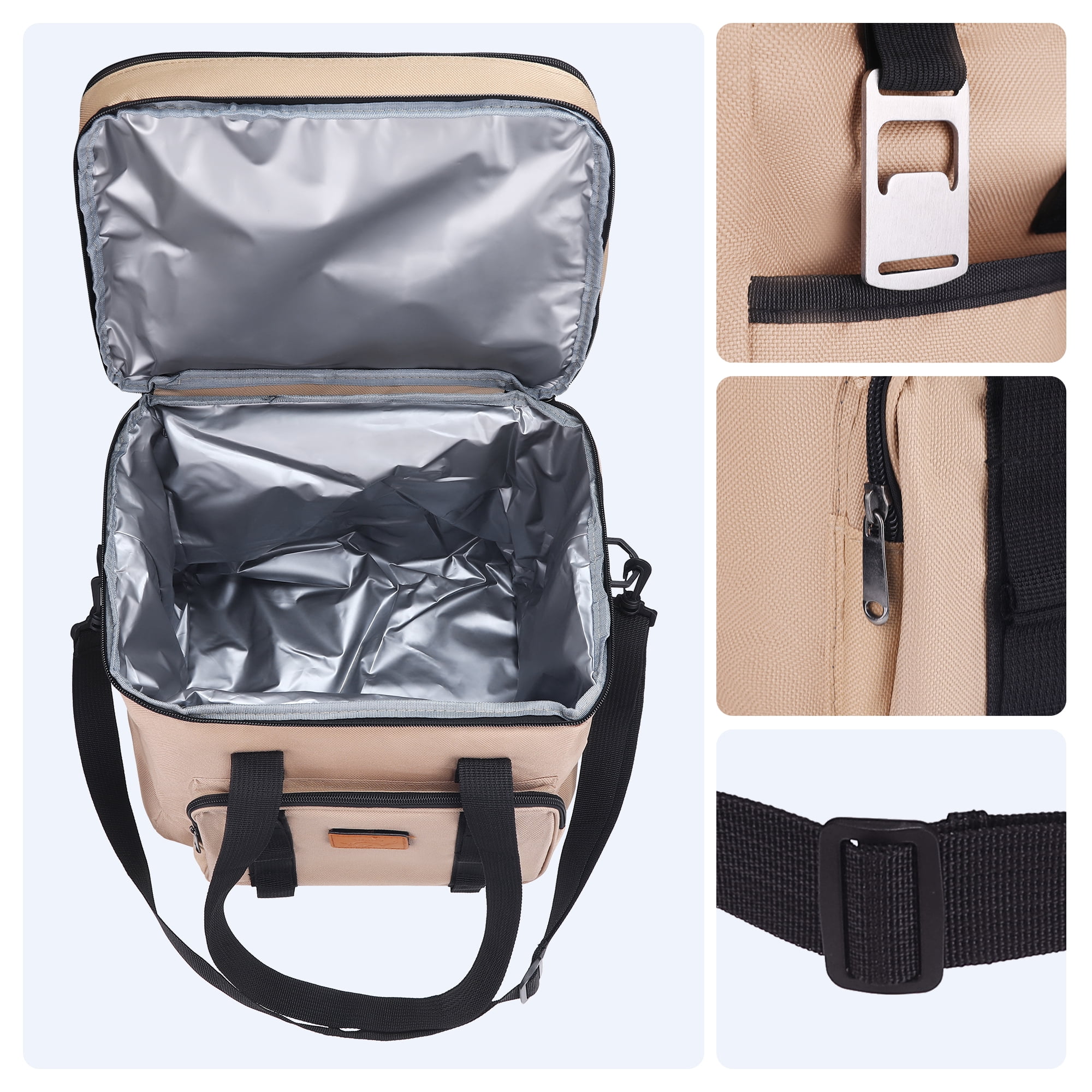 Unique Bargains Reusable Leakproof Lunch Bag for Office, Beach Khaki