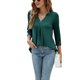 thumbnail image 3 of SAYOO, camisetas salvajes a la moda para mujer, camisetas de manga 3/4 con botones y cuello en V de Color sólido, camisas informales holgadas de primavera, ropa de calle SAYOO  moda, 3 of 5