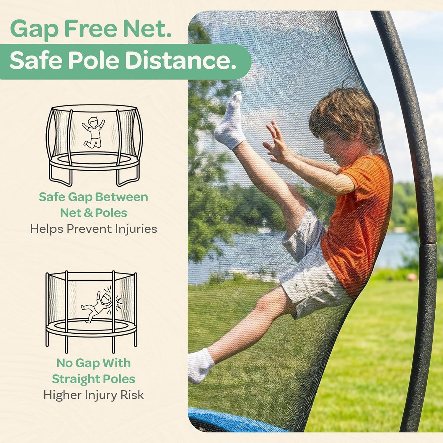 JoyBerri Outdoor Trampoline with Safety Enclosure, Ladder, LED Lights & Sprinkler – ASTM Certified, Rust-Resistant Steel Frame – Sizes 15F - Blue