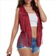 thumbnail image 2 of Chaleco Estilo Hippie Estilo Años 70 con Flecos, Remaches de Ante Sintético, Sin Mangas, Estilo Western, Estilo Bohemio, con Abertura Frontal. Rojo S, 2 of 7