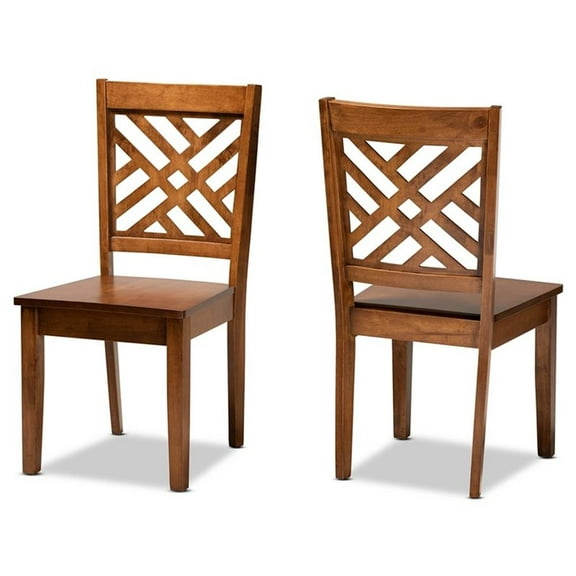 Bowery Hill Walnut Brown Finished Wood 2-Piece Dining Chair Set
