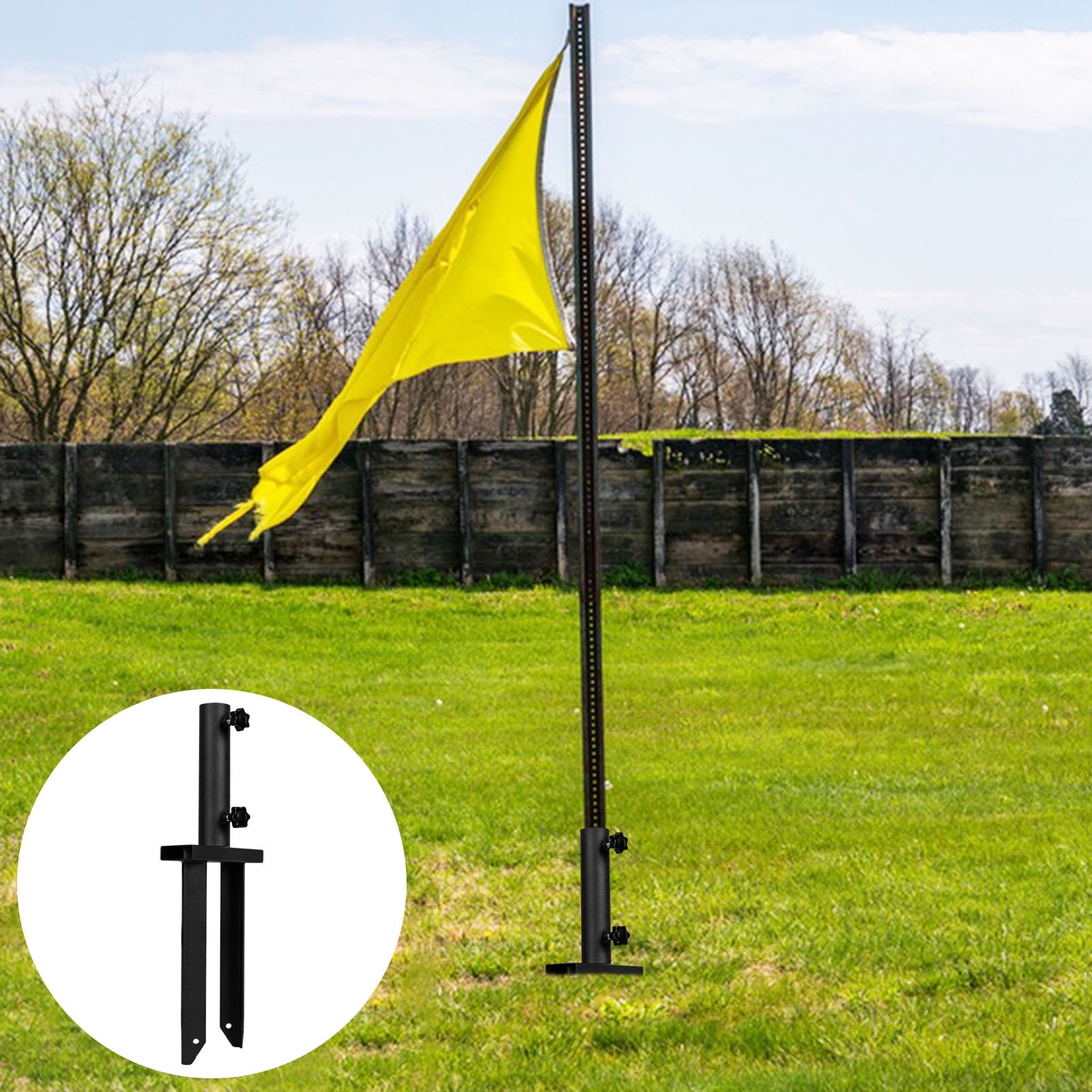 Heavy-Duty Flag Pole Holder Ground Stake Metal Flag Spike for Ground Adjustable Feather Flag Base Universal Light Stakes Rust-Resistant Outdoor Stand for Flags