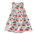thumbnail image 1 of PMVFHDE Robes d'Été pour Filles Robe d'Été Décontractée Sans Manches Imprimé Floral Robe de Plage pour Enfants, Rouge, 1-2 Ans, 1 of 3