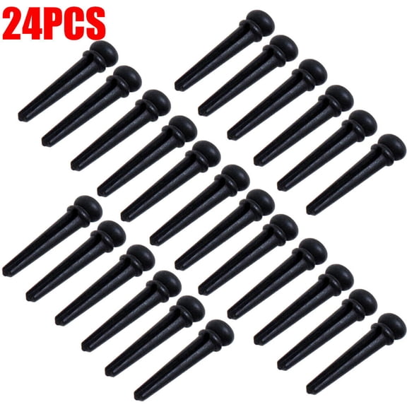 Guitar Pin Ebony Pins for Acoustic Guitar Bridge End Pins Black 24pcs/set