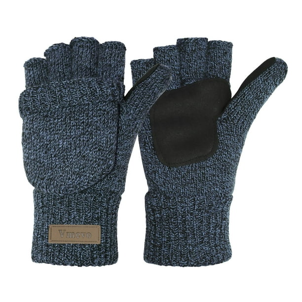 Vigrace Winter Knitted convertible Fingerless gloves Wool Mittens Warm  Mitten glove for Women and Men 