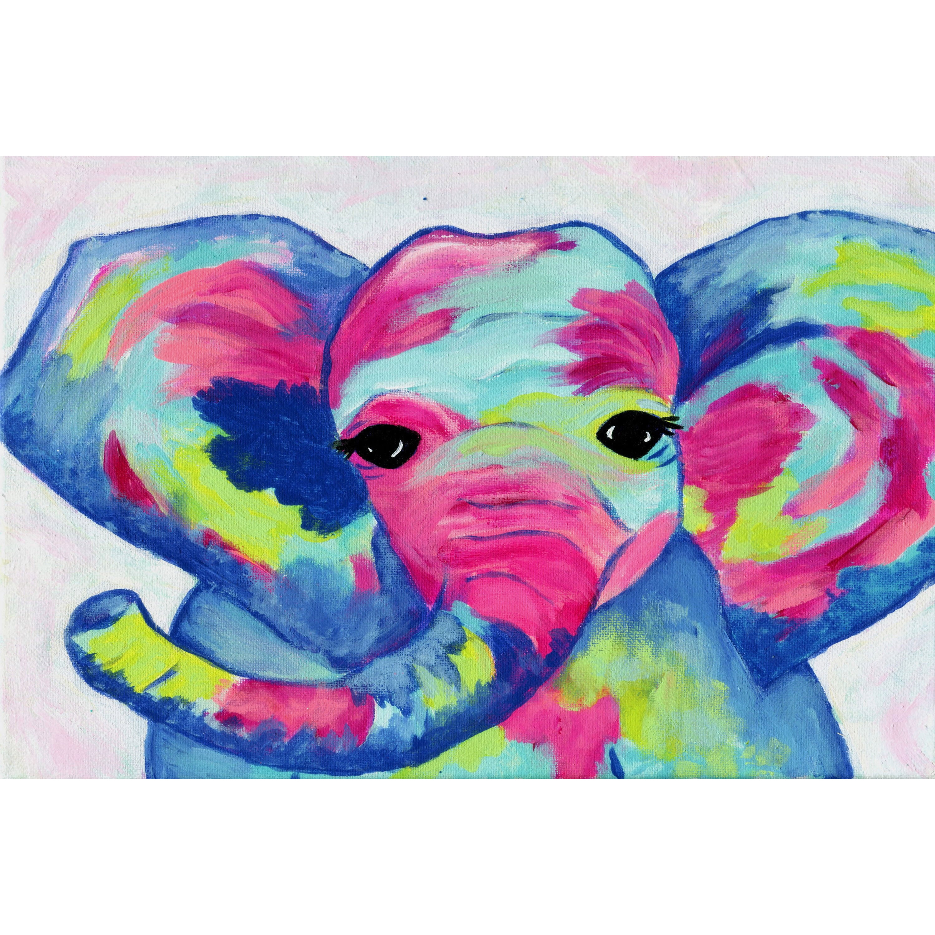 Marmont Hill "Colorful Elephant" by Jill Lambert Painting Print on Wrapped Canvas