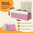 thumbnail image 2 of Extra Large Toy Box, Collapsible Sturdy Kids Toy Chest Storage Box with 3 Side bags and Removable Lids, 41"X14"X16"，large toy box ,Pink White, 2 of 10