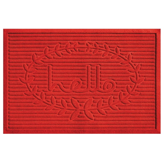 Calloway Mills 103143660 Poly Hello Indoor/Outdoor Mat, 3' x 5', Red