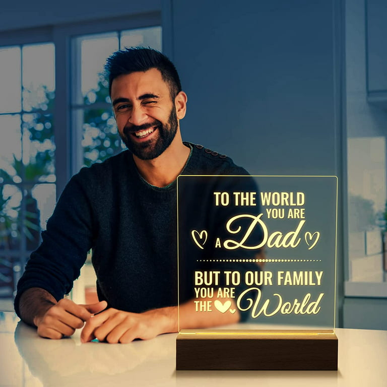 KAAYEE Dad Fathers Day Gift Night Light, Personalized Engraved Night Lamp  with Wooden Base, USB Low Power Light Lamp Thanksgiving Anniversary Fathers  Day Birthday Gifts for Dad from Daughter Son 