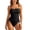 a-75Black46, variant on Womens Solid Color Bandeau One Piece Swimsuit With Spaghetti Straps Adjustable Drawstring Side Ties For Beach Days Pool Parties Summer Vacations Cozy Swimwear