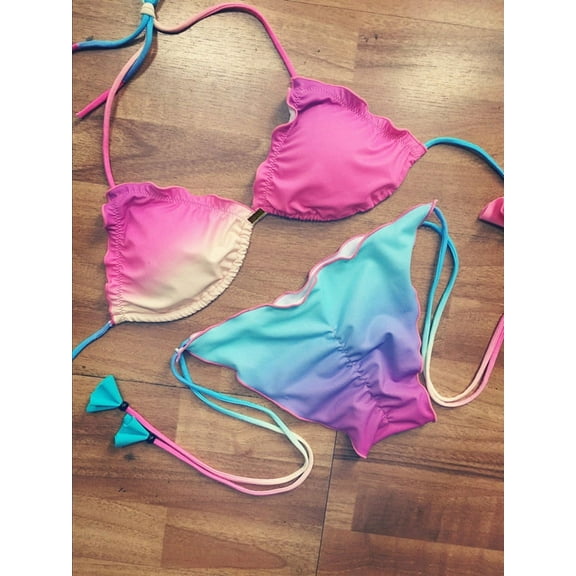 YEAHITCH New Swimwear,Juniors Swimwear,Swimwear Clearance,Two-Piece Sets,Mid Waist,Multicolor,One Size