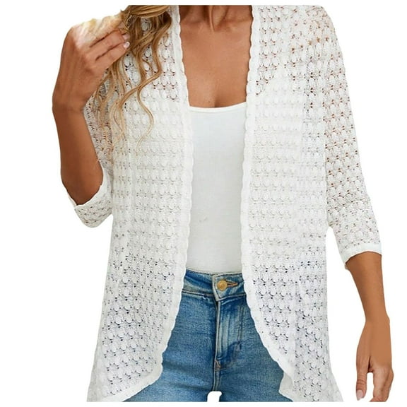 Women Fashion Solid Foreign Style With Lace Casual Beach Coat Cardigan Top