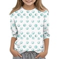 thumbnail image 3 of Kukoosong Girls Summer Tops Toddler Crew Neck 3/4 Sleeve Pullover Tops Baby Girl Clothes Print T-Shirts for 5 Years, 3 of 6