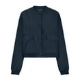 thumbnail image 6 of Byworldtasic Womens Bomber Crop Jacket Casual Long Sleeve Button Down Jackets with Pockets, 6 of 8