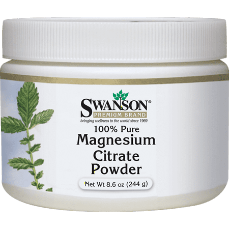 Swanson Magnesium Citrate Powder - 100% Pure 630 mg 8.6 oz