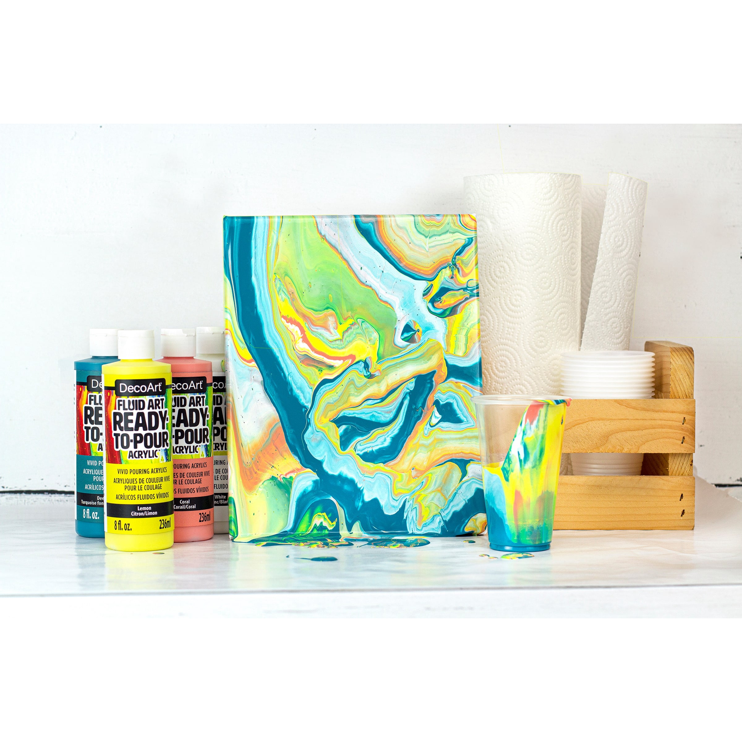 DecoArt Fluid Art Ready-To-Pour Acrylic Paint, 8oz., 12 Pack