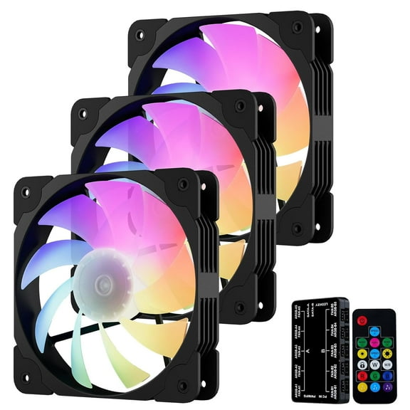 Vetroo SA-140 Black ARGB Fan 3-Pack - 140mm PWM Cooling with Sync RGB & Controller
