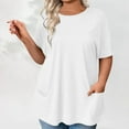 thumbnail image 2 of Summer Oversized Tops for Women Crewneck Tunic Top Plain Classic Tee Shirt Loose Fitted Blouses Causal Trendy T-Shirt Going Out Outfits Costume With Pockets, 2 of 7