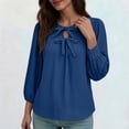 thumbnail image 4 of CYMMPU Women's Summer Basic 3/4 Sleeve Crew Neck Blouse Top, Casual Lightweight Long Sleeve Top for Ladies Blue M, 4 of 6
