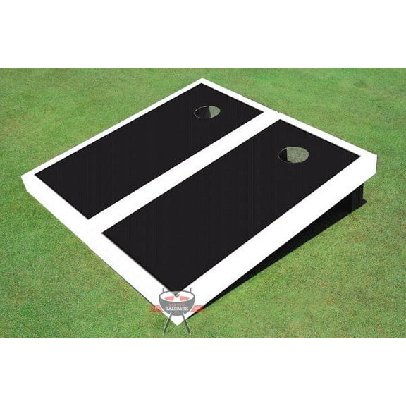Black and White Matching Border Cornhole Boards