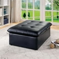thumbnail image 4 of Furniture of America Kamala Faux Leather Tufted Futon Chair in Black, 4 of 6