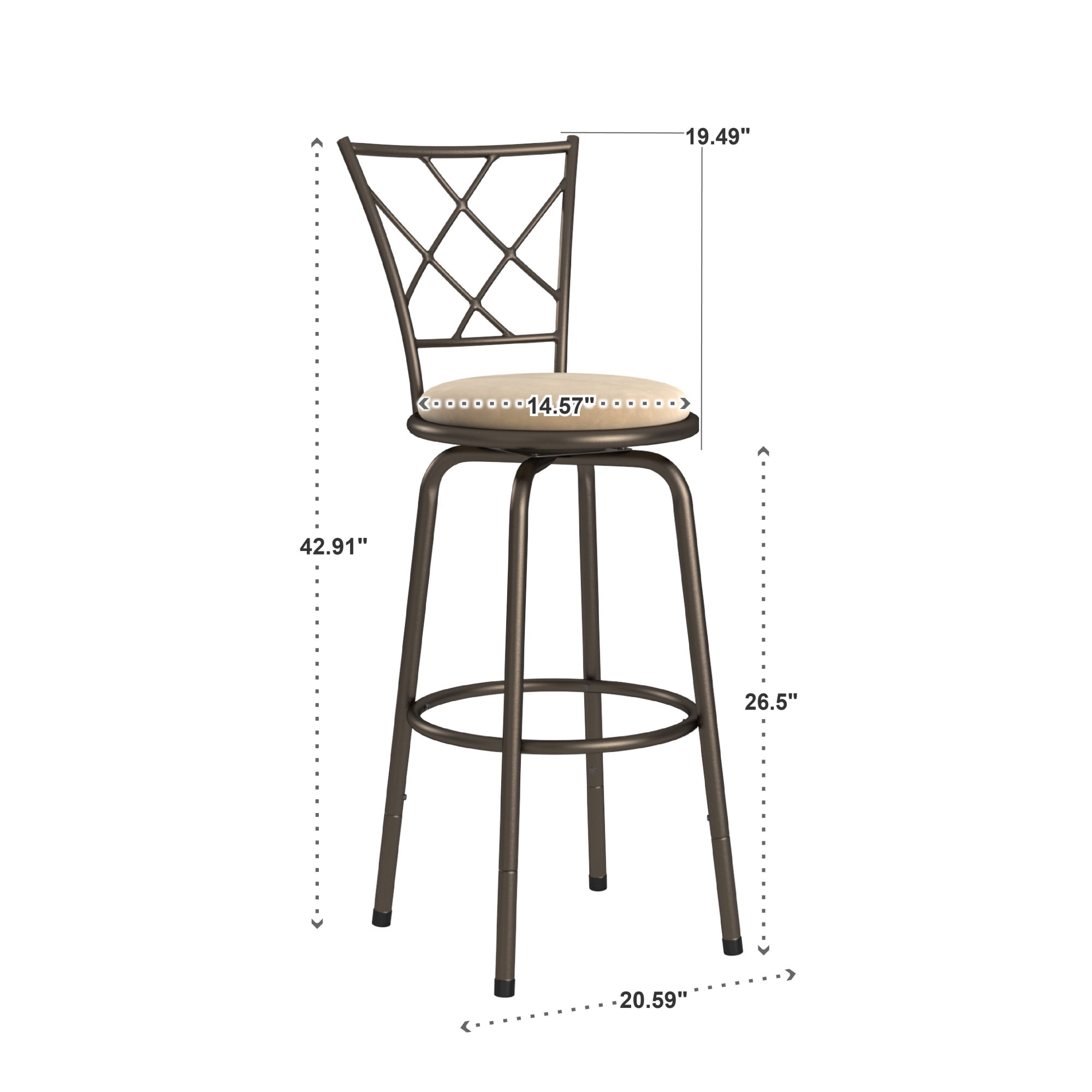 Weston Home Aidan Quarter X-Back Adjustable Swivel Bar Stools, Sheen Black (Set of 3)