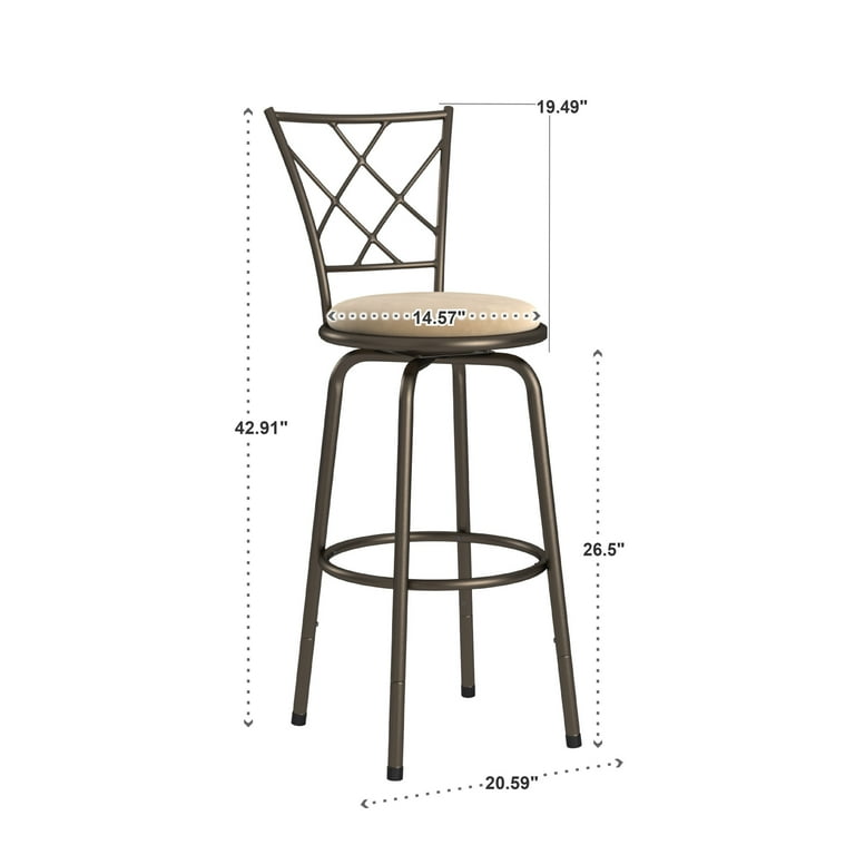 Weston Home Aidan Bar Stool with 360 Degree Swivel Brown Set of 3