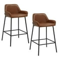 thumbnail image 2 of Pemberly Row Faux Leather Metal 26 Inches Counter Stool PU Set of 2 Saddle Black, 2 of 7