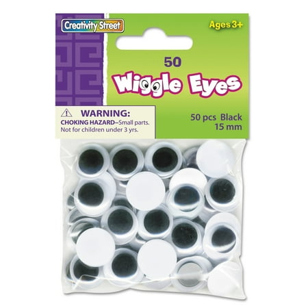Creativity Street Round Black Wiggle Eyes, 15mm, Black, 50/Pack