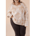 thumbnail image 1 of FOLUNSI Vibrant Aztec Loose Sweater - Plus Size Western Flair, 1 of 8