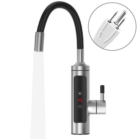 Electric Tankless Water Heater Faucet, 110V Instant Hot Water with Temperature Display for Kitchen and Bathroom Sink,Inverter Constant Temperature 304 Stainless Steel Model (Swing Spout)
