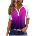 thumbnail image 2 of Fiudx Ofertas y Liquidaciones Top con Cuello En V de Manga Corta Degradado de Color Sólido con Botones para Mujer, 2 of 5