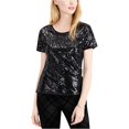 thumbnail image 2 of Blusa con cremallera y lentejuelas maison Jules para mujer negro XS Pull-over, 2 of 2
