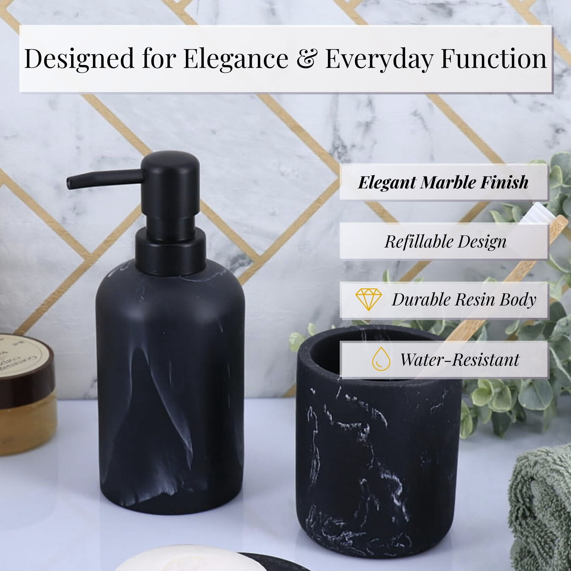 Evideco French home goods New Marble Matte 10 oz Commercial Soap & Lotion Dispensers