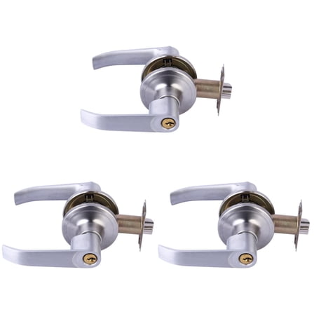 3Pack Brushed Door Knobs Interior,Bath & Bed Privacy Door Knob, Keyless Door Lock Round Doorknobs with 3 Keys