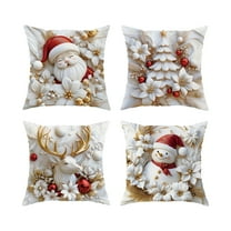 4-Pack Christmas Pillow Covers, Festive Holiday Cushion Covers for Sofa Couch Living Room Decor with Hidden Zipper(B)