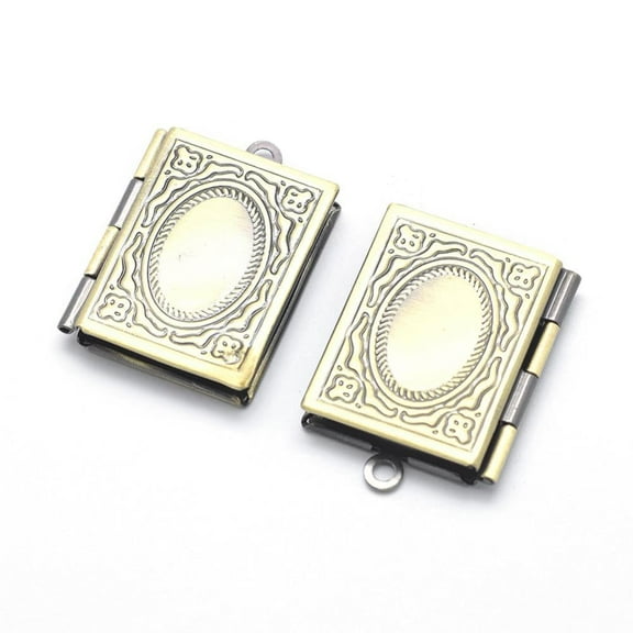 Brass Locket Pendants Photo Frame Charms for Necklaces Cadmium Free & Nickel Free & Lead Free Rectangle Brushed Bronze 26x19x4.5mm Hole: 2mm Inner Size: 10x15mm
