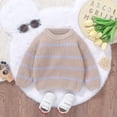 thumbnail image 4 of Huowey Baby Girls Boys Stripe Long Sleeve Sweaters Warm Casual Cotton Knit Sweater Fashionable Dailywear, 9-12 Months, 4 of 9
