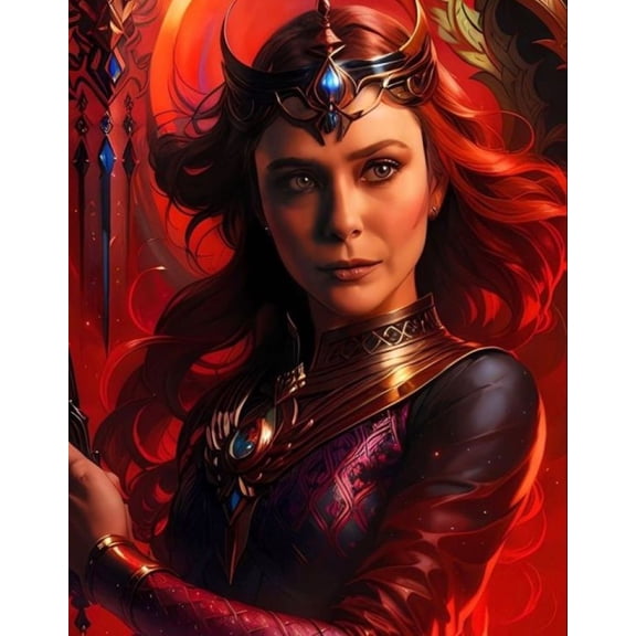 Scarlet Witch Diamond Painting Kits for Adult Halloween Full Drill Round Diamond Cross Stitch Colorful Painting by Number Rhinestone Embroidery Arts Craft Diamond Art 12x16 inch