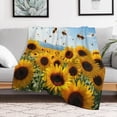thumbnail image 5 of NIANHE Bee and sunflower blanket, comfortable and soft, warm casual blanket, printed design, winter sofa dormitory home decoration, must-have travel product. Size is 40x50 inches., 5 of 9