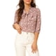 thumbnail image 1 of Blusa de cuello con lazo y puños elásticos impresos para mujer Inspire Chic M Rosa Polvoriento, 1 of 8