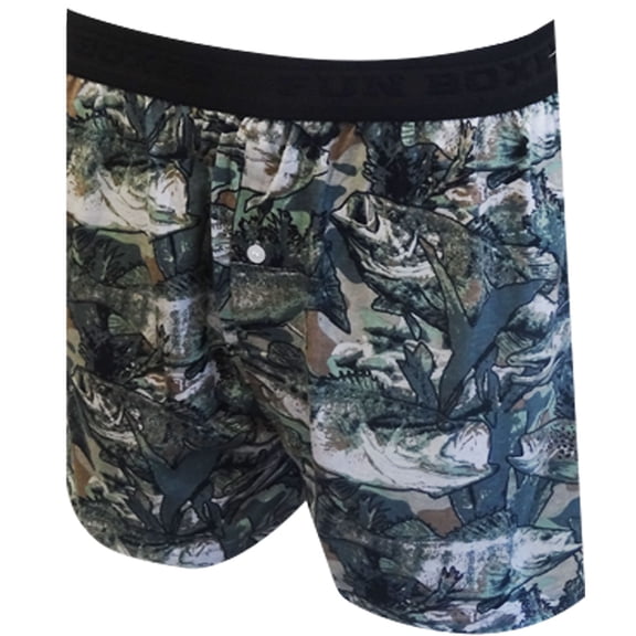 Fun Boxers Mens Fish Camo Boxer Shorts (Small)
