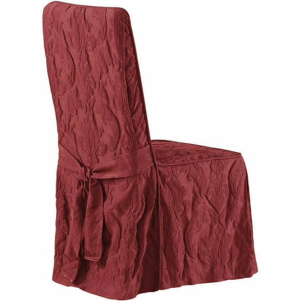 Sure Fit Matelasse Damask Long Dining Room Chair Slipcover Walmart