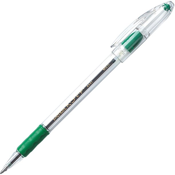 Bolígrafo Pentel R.S.V.P., tinta verde de punta media, 12 unidades