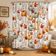 thumbnail image 2 of Shower Curtains for Bathroom-36"x72",Thanksgiving Pumpkin Flower Waterproof Bath Curtain Grommet Shower Curtain Set with Hooks, 2 of 9