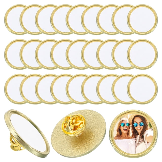 Unique Bargains Sublimation Blank Button, 30 Pcs 0.98 Inch Aluminum, Golden White